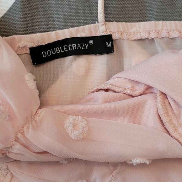 Double Crazy size medium light pink Chiffon crop tank top - Picture 4 of 7